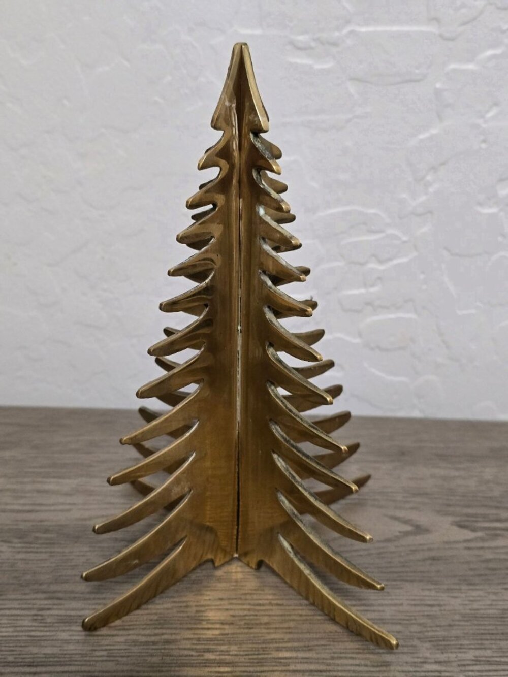 Brass Christmas Tree Sculpture 7.5" Tall Vintage Holiday Décor READ